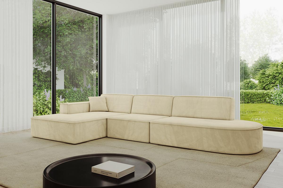 ECKSOFA Ottomane Links IREA-L2-v4 - 327x165x77 cm Beige - Taupe, Holzwerkstoff/Textil (327/165cm) - ALTDECOR