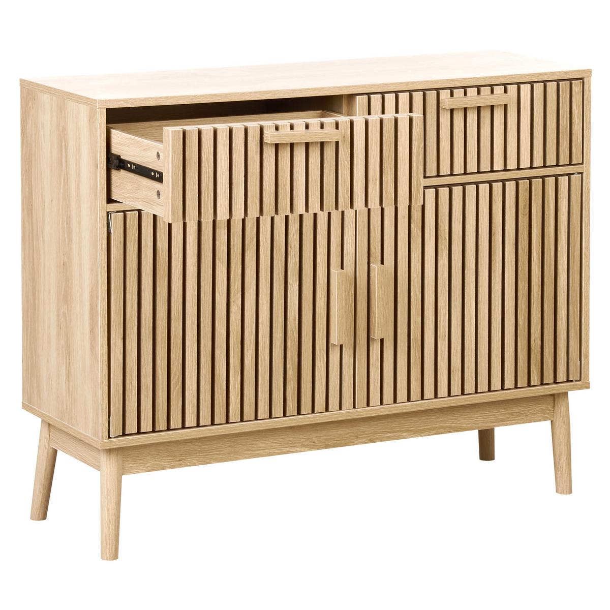 SIDEBOARD mit 2 Türen Hellbraun Lynwood - Braun, Holzwerkstoff (100/80/35cm) - Beliani