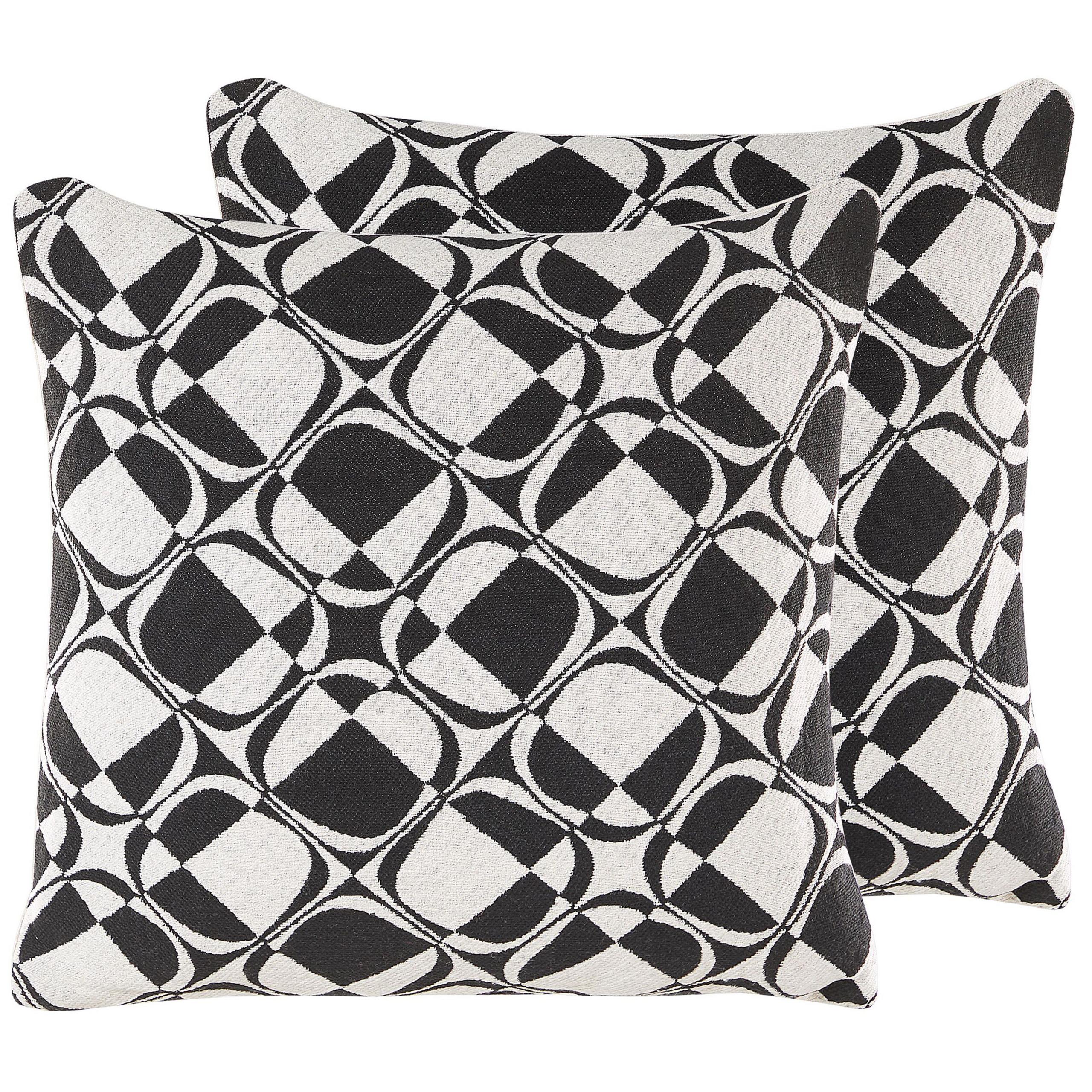 DEKOKISSEN 2er-Set Schwarz-Weiß 45/45 cm Koture - Schwarz, Naturmaterialien/Textil (45/45cm) - Beliani