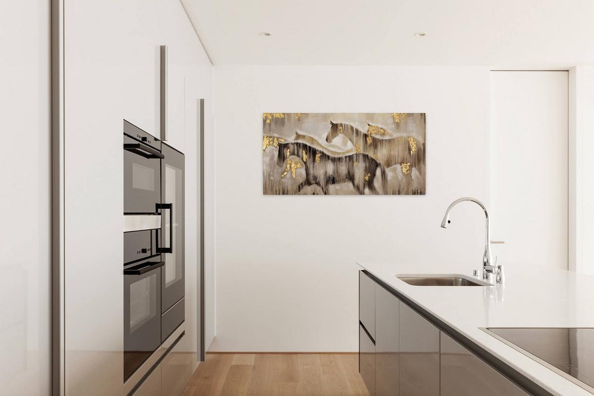 ACRYLBILD HANDGEMALT 120/60 cm - Beige/Braun, Holz/Textil (120/60cm) - KUNSTLOFT