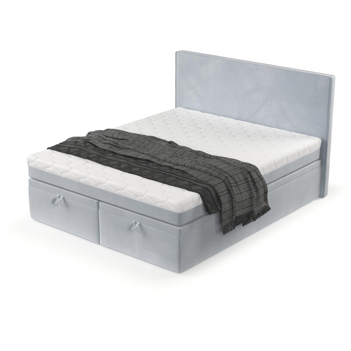 BOXBETT Zalla 200/200 cm Hellgrau im Paros Stoff - Hellgrau/Schwarz, Holz/Holzwerkstoff (200/200cm) - AltaBeds