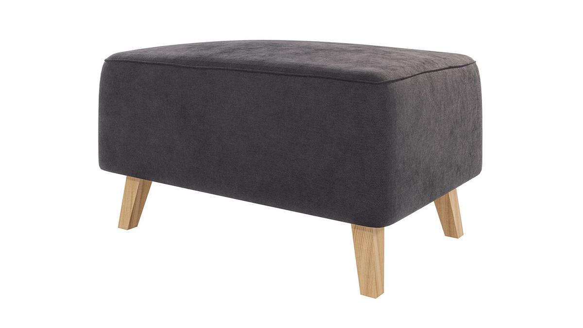 HOCKER Mario Graphit Microfaser - Graphitfarben/Naturfarben, Buchenholz/Textil (95/51/63cm) - S-Style Möbel