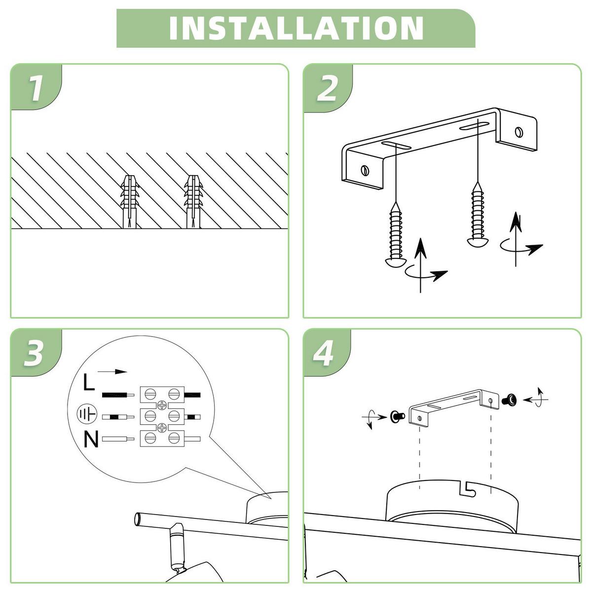LED-DECKENSTRAHLER Leitch 4-flammig 60/15.5/80cm - Weiß, Metall (60/15.5/80cm) - Nettlife