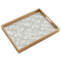 TABLETT Perlglanz - Weiß - Muschel 50x35 cm - Weiß, Holz (50/5/5cm) - OnlyWow