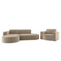 SOFASET Palma In Noel - Beige, Holzwerkstoff/Textil (236/78/165cm) - Fun Möbel
