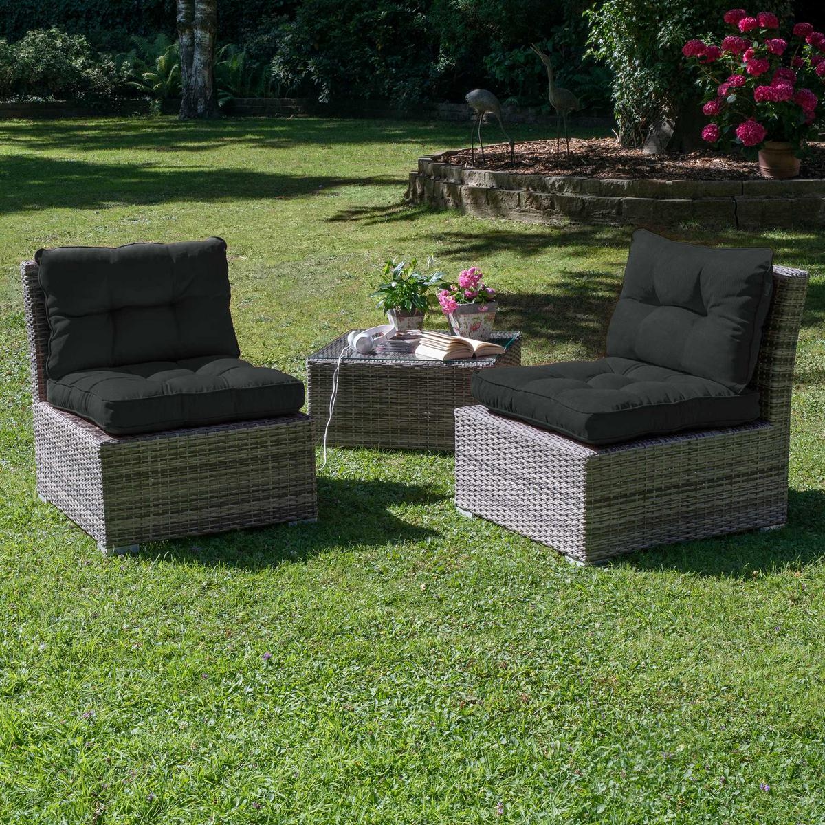 LOUNGEKISSEN Flair Outdoor Sitz 60/60/10cm Graphitgrau - Graphitfarben, Textil (60/10/60cm) - Beautissu 