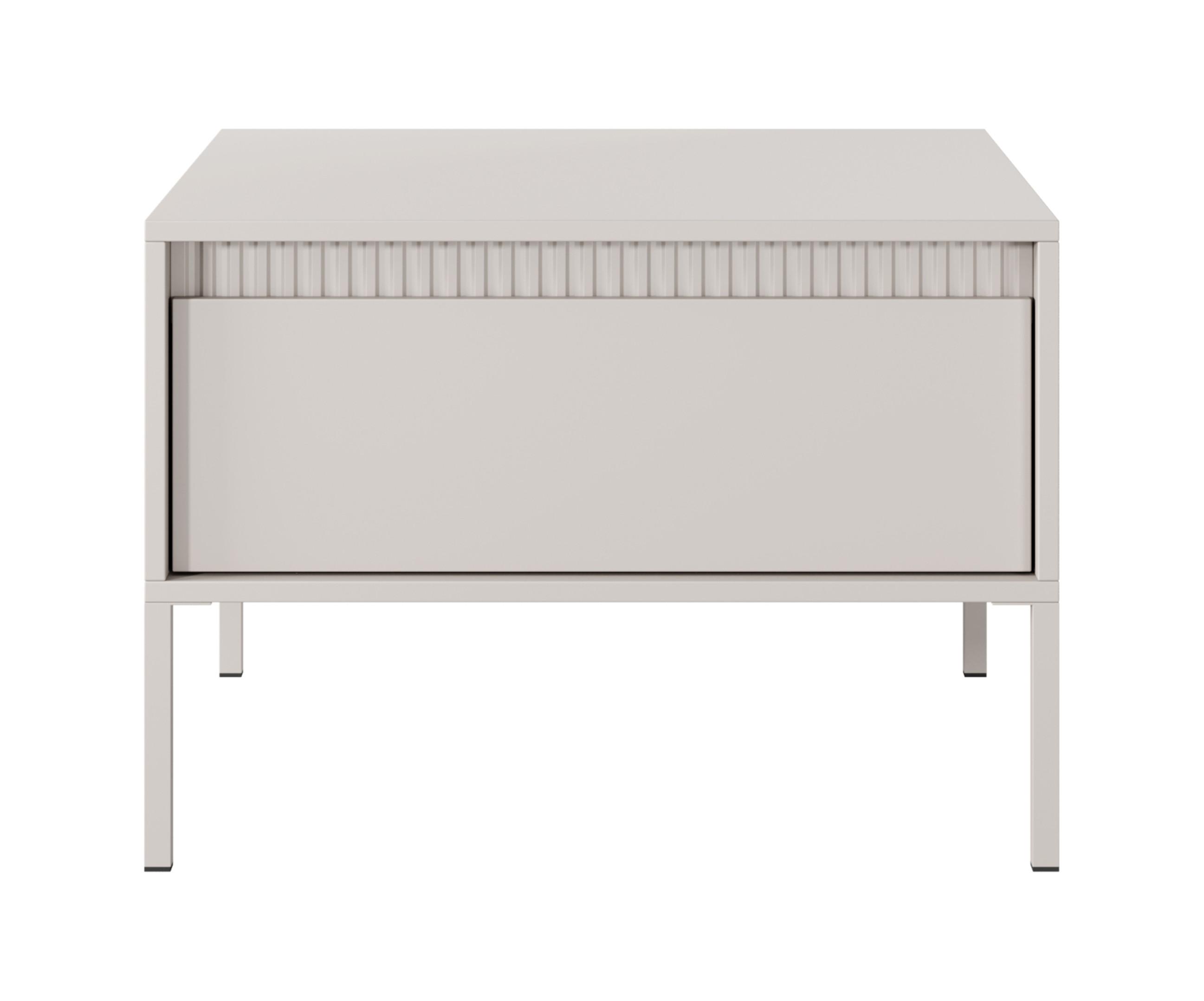 COUCHTISCH Trentinis 1S Beige 68/48,4/68 cm – Geriffelten Fronten - Beige, Holzwerkstoff/Metall (68/68/48.4cm) - AX Living