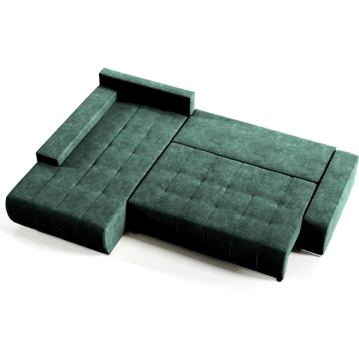 ECKSCHLAFSOFA Draco mit Schlaffunktion, links, Grün - Silberfarben/Grün, Textil/Metall (267/186cm) - Beautysofa