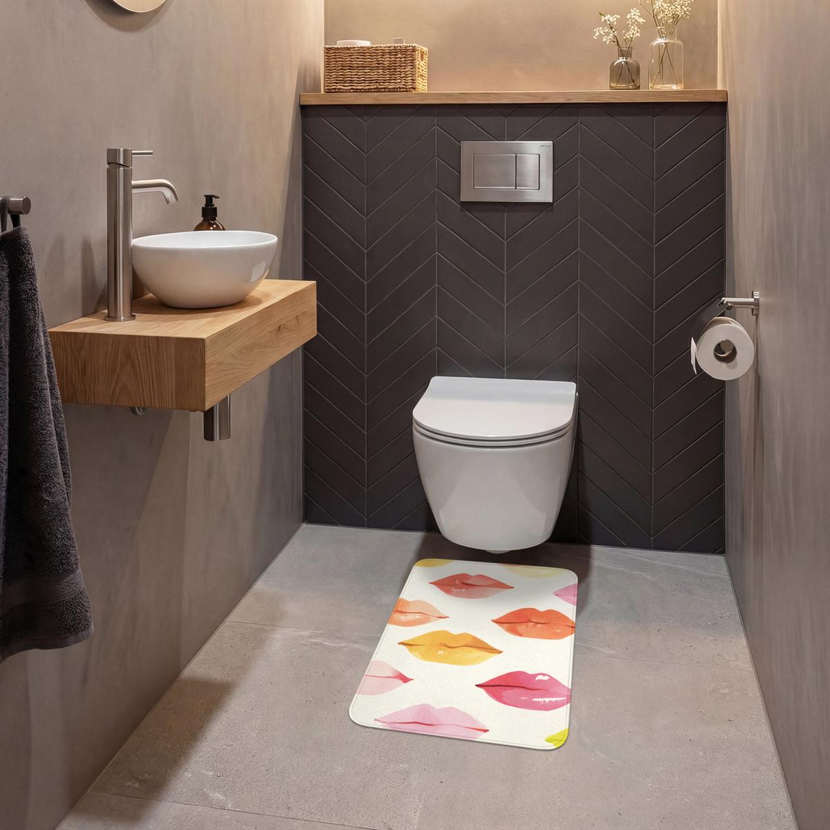 WC-VORLEGER Lippen - Bunt - Glänzend WC Teppich 40x60 cm - Rosa, Textil (40/1cm) - OnlyWow