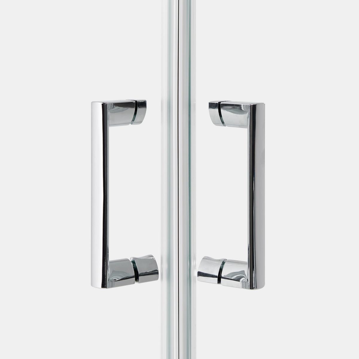 DUSCHKABINE 80/80/185 cm Silber Tela - Transparent/Silberfarben, Glas (80/80/185cm) - Beliani