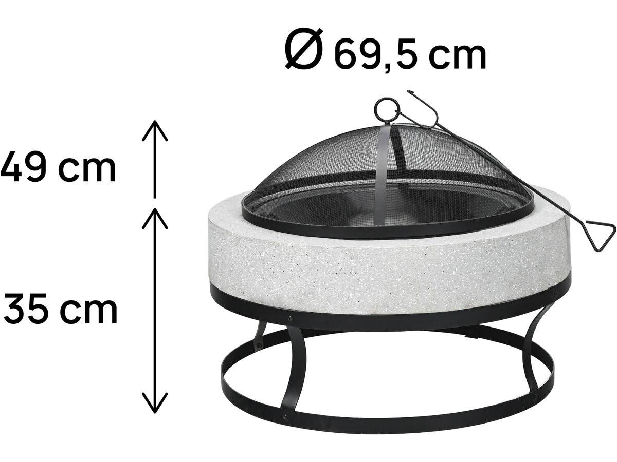 HOLZKOHLENGRILL torro weiss - Schwarz, Metall (70/49/70cm) - Habitat Garten