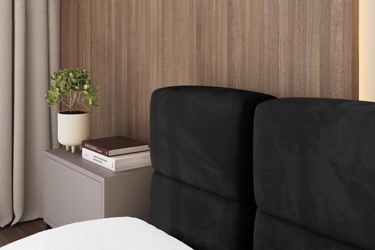 POLSTERBETT mit Bettkasten und Lattenrost, Bett mit Kopfteil, Boxbett ohne Matratze, Doppelbett mit Stauraum - NATA-v1 200x200 Schwarz - Schwarz Hochglanz, Holzwerkstoff/Textil (200/200cm) - ALTDECOR