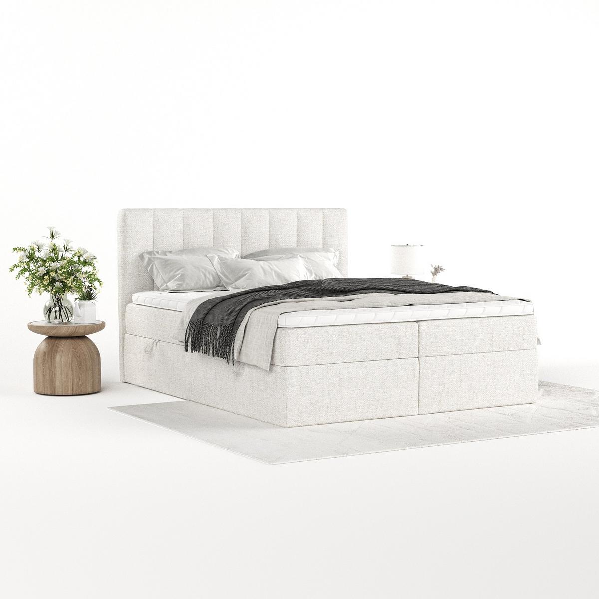 BOXBETT Bari 140/200 cm Creme im Neve Stoff - Creme, Holz/Holzwerkstoff (140/200cm) - AltaBeds
