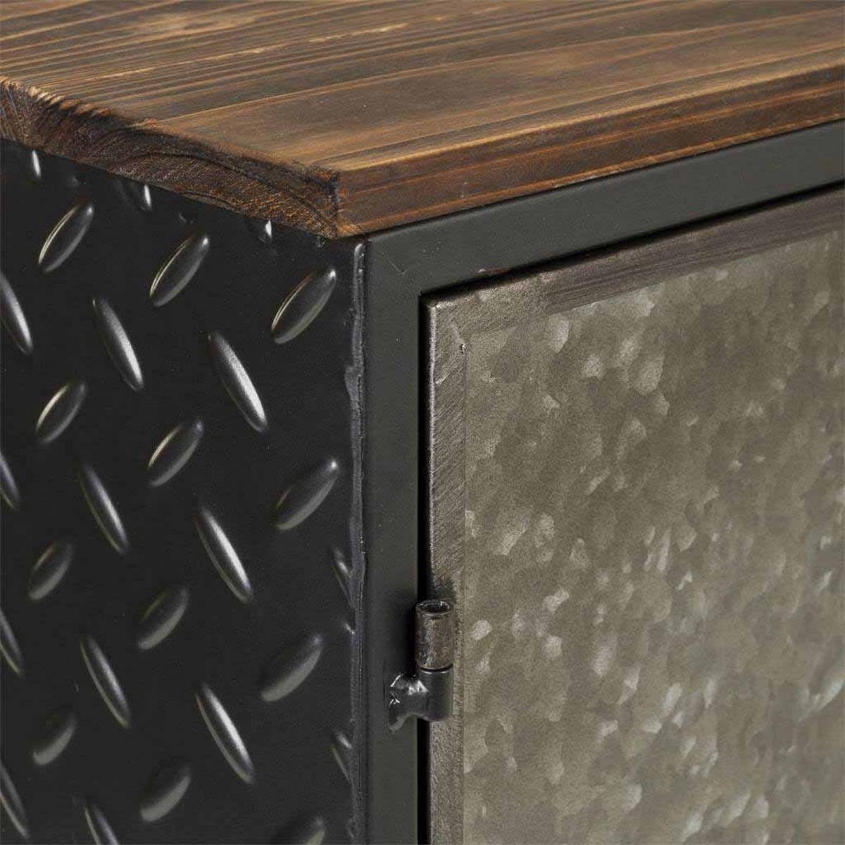 NACHTTISCH aus Metall und Holz, braun, 37x24x57cm - Grau, Metall (37/56.5/23.5cm) - Wanderlust