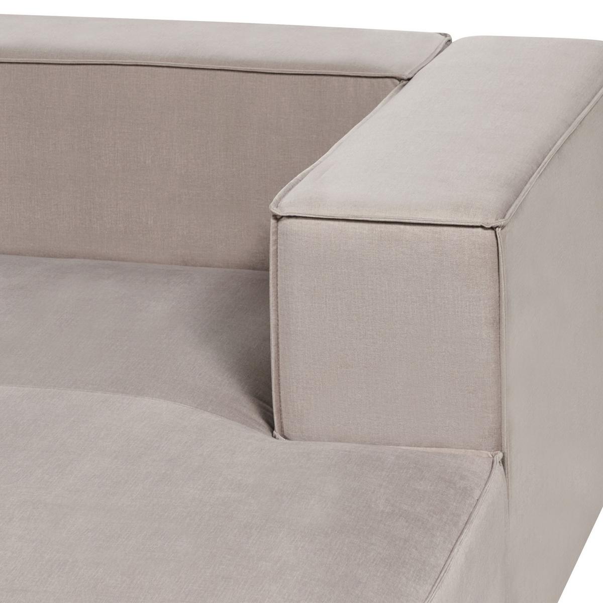 3-SITZER-ECKSOFA Samtstoff taupe rechtsseitig Vernon - Taupe, Textil (330/178cm) - Beliani