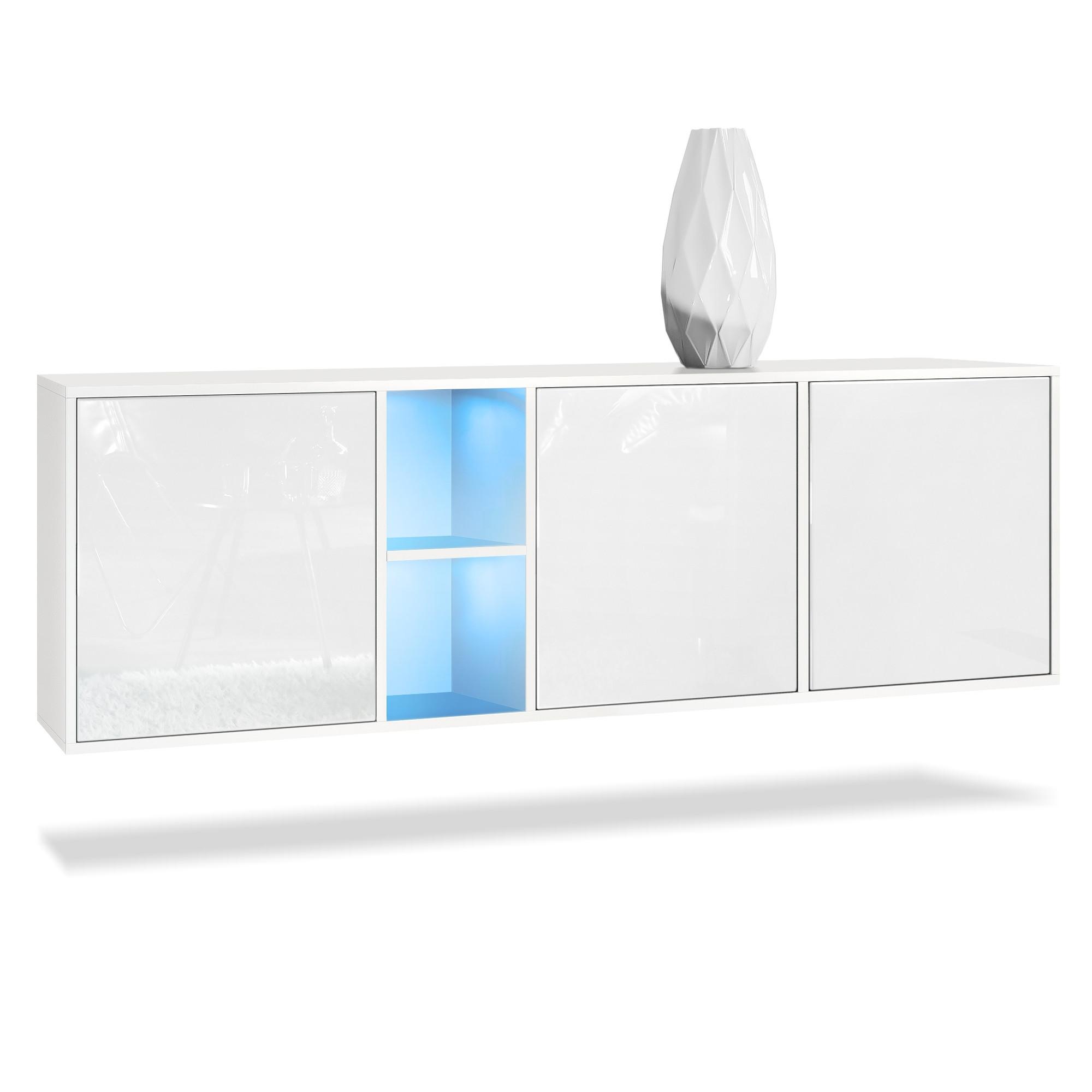 SIDEBOARD Cuba Türen in Weiß Hochglanz - Weiß Hochglanz, Holzwerkstoff (182/53/35cm) - Vladon