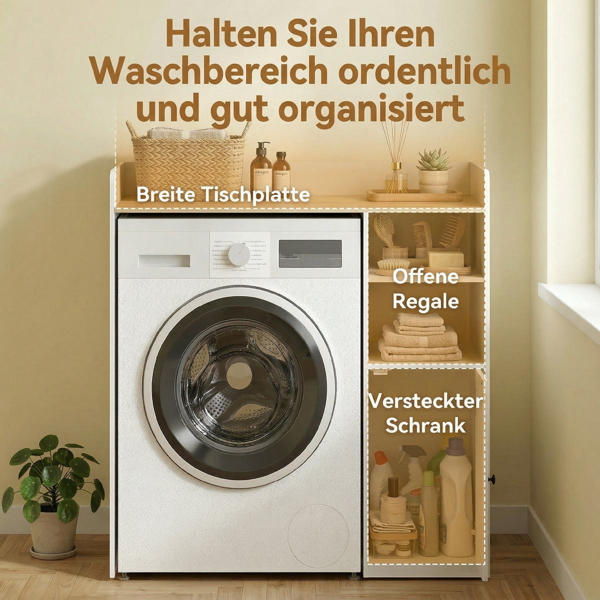 WASCHMASCHINENSCHRANK MDF Weiß Natur - Weiß, Holzwerkstoff (60/100/93.5cm) - HOMCOM