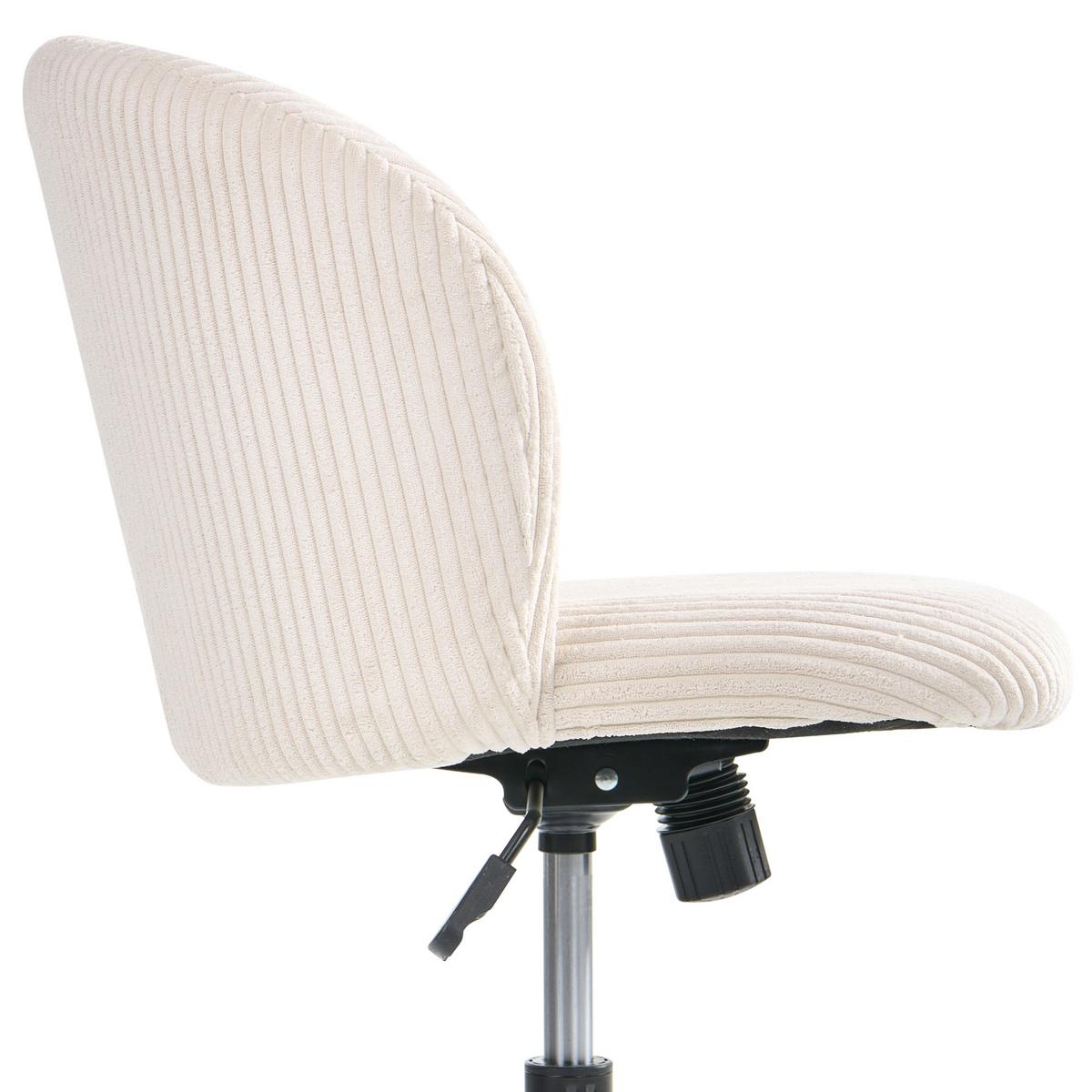 BÜROSTUHL Cord Cremeweiß Miles - Weiß, Textil (55/76/55cm) - Beliani