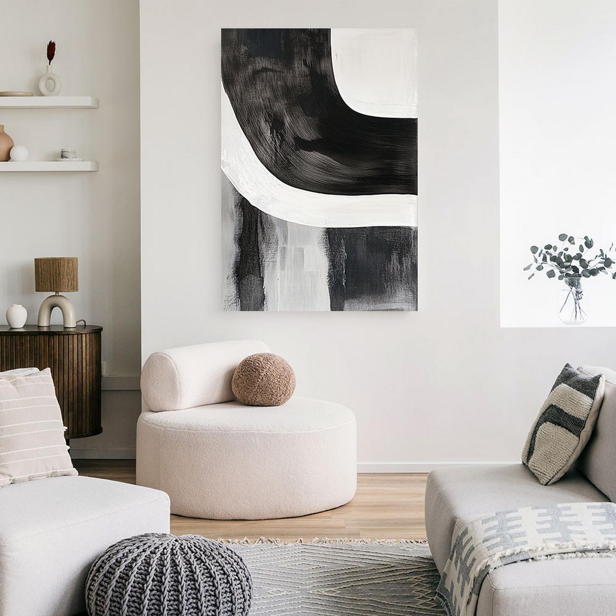 LEINWANDBILD Abstraktion Minimalismus Linien 40x60cm - Schwarz, Textil (40/60cm) - Feeby