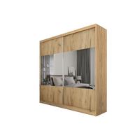 SCHWEBETÜRENSCHRANK AZZURRA 200/216/61 cm 2-türig mit Spiegel Eiche Artisan - Eiche Artisan, Holzwerkstoff (200/216/61cm) - MASSENO