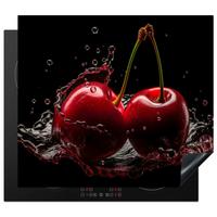 HERDABDECKPLATTE Kirsche - Rot - Frucht - Wasser - Schwarz Abdeckung Ceranfeld 57.6x51.6 cm - Kirschrot, Kunststoff (57.6/51.6/0.2cm) - MuchoWow