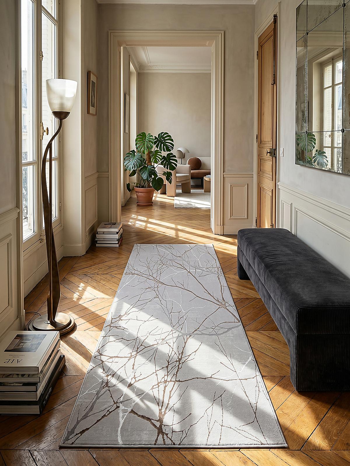 TEPPICHLÄUFER Abstrakt KAVALA Polyester Grau 80 x 150 cm - Grau, Textil (80/150cm) - KADIMA DESIGN