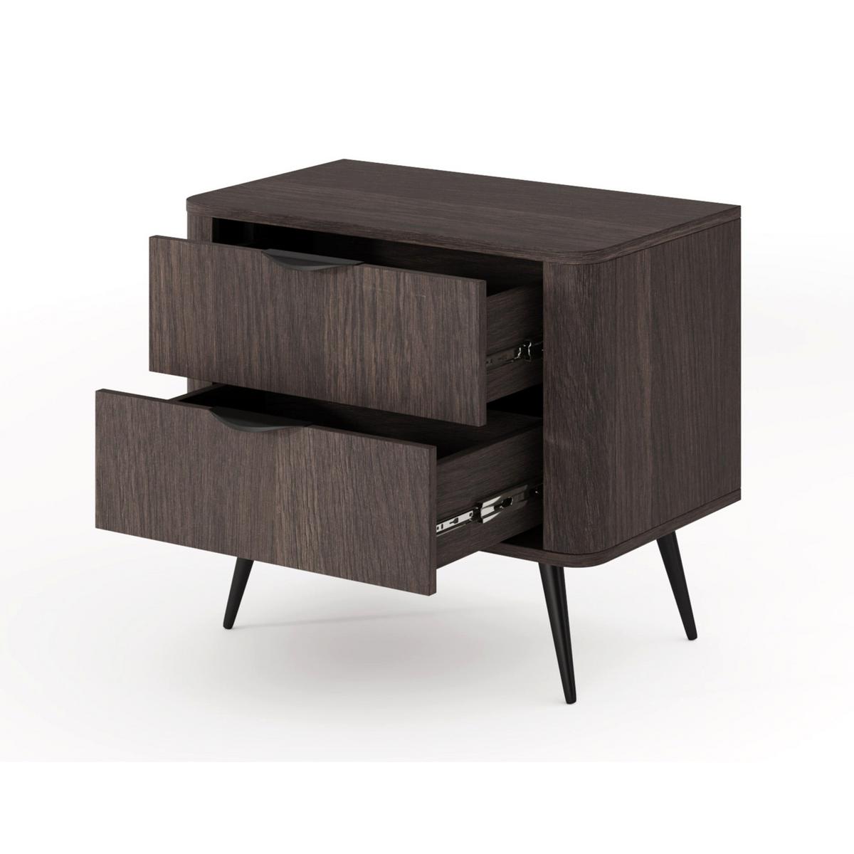 NACHTTISCH Veris Dunin-Eiche 63 cm - Dunkelbraun/Schwarz, Holzwerkstoff/Metall (63.2/55.3/38cm) - Selsey