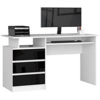 SCHREIBTISCH Weiß Matt , Schwarz Glanz 77/135/60 - Schwarz Hochglanz/Weiß, Holzwerkstoff (120/50/77cm) - RAUMHIRSCH FURNITURE