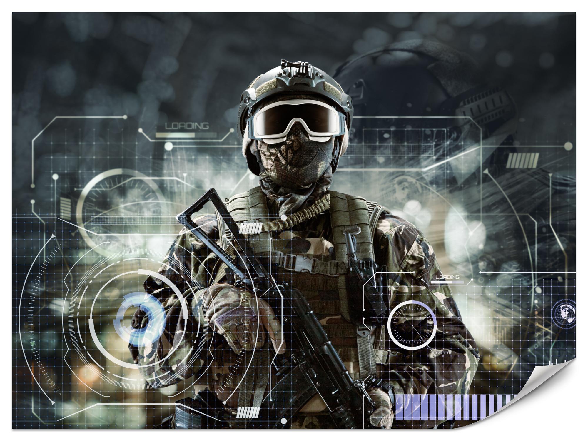 FOTOTAPETE für Jugendzimmer Futuristischer Soldat Krieger 250x175 - Braun/Grau, Papier (250/175cm) - Muralo