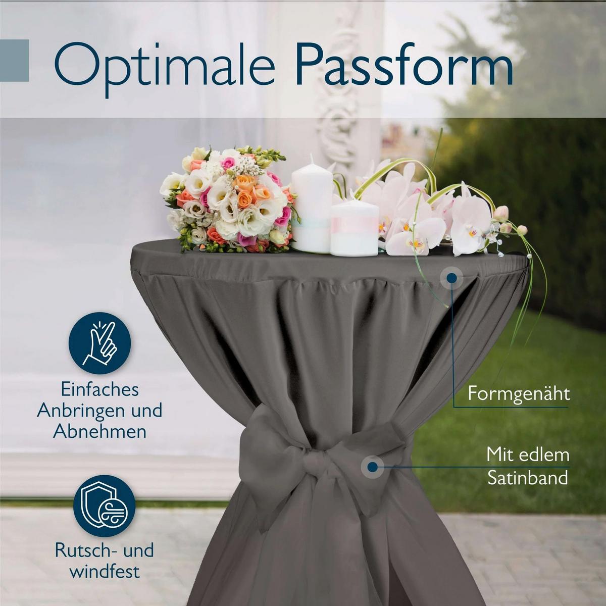 STEHTISCHHUSSE Premium Ø 60cm Anthrazit (5tlg) - Anthrazit, Textil (60/145cm) - Beautissu 