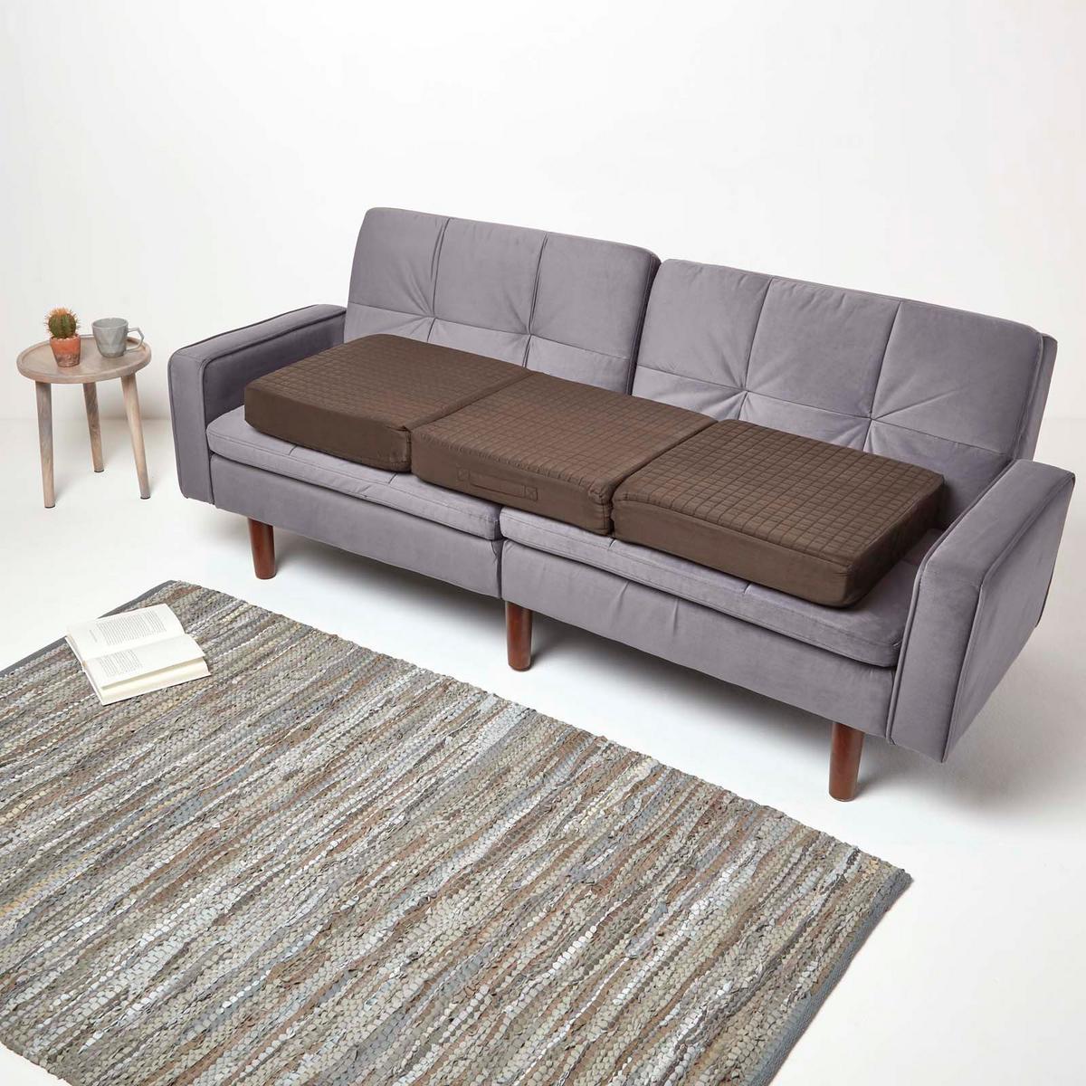 SOFA-AUFLAGE Velours braun 150/50/10 cm – langes Sitzkissen orthopädisch - Braun, Textil (150/50/10cm) - Homescapes