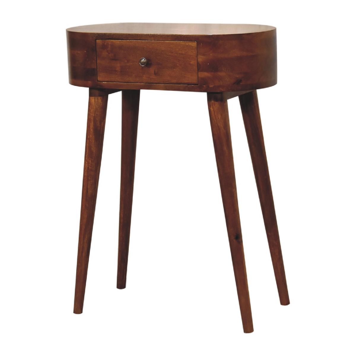 KONSOLE Massivholz Mini Albion Kastanienbraun, 1 Schublade, Dunkelbraun - Dunkelbraun/Messingfarben, Holz/Metall (30/60/78cm) - Artisan Furniture