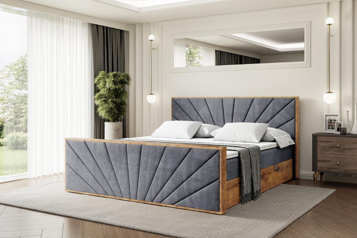 BOXBETT mit Matratze H4 und Lattenrost - LOLLI6-Z - 180x200 - Dunkelgrau Casablanca - Dunkelgrau, Holzwerkstoff (180/200cm) - ALTDECOR