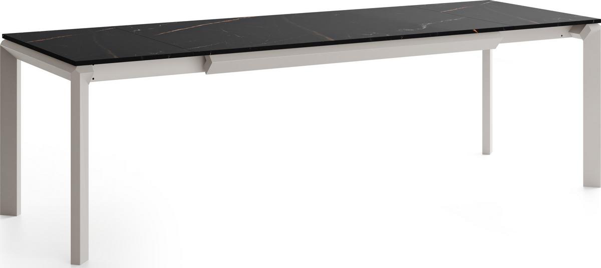 ESSTISCH Elan rechteckig ausziehbar verlängerbar mit Schwarzen Metallbeinen, Schwarz Marmor Kupfer 160-250/90/76 cm - Kaschmir/Kupferfarben, Holzwerkstoff/Metall (90/250/76cm) - WFL GROUP