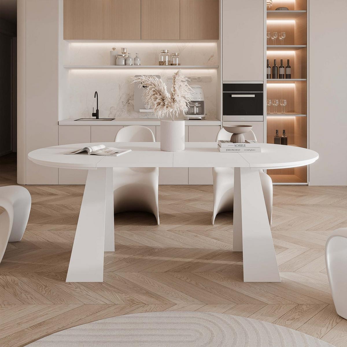 AUSZIEHTISCH FORTE 120/76 cm, Weiß - Weiß, Holzwerkstoff/Metall (120/120/76cm) - Idohome