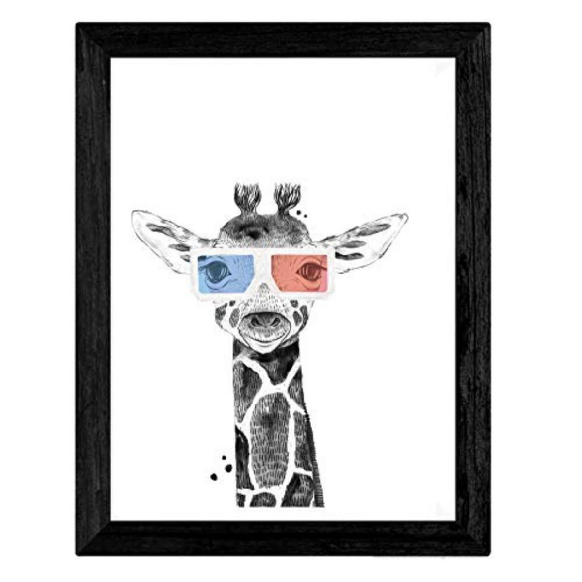 POSTER Set mit 4 „Tiere mit 3DBrille“ A4 Rahmenlos - Klar, Papier (29.7/3cm) - Nacnic