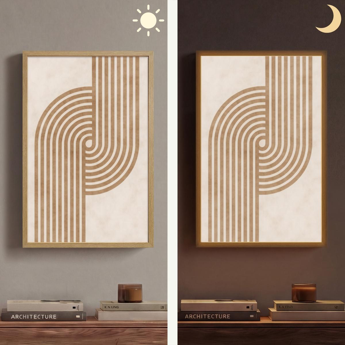 WANDLEUCHTE MIT AKKU Symmetrische Biegung - kupferfarbig 40x60 cm - Beige, Holzwerkstoff (40/60/8cm) - OnlyWow