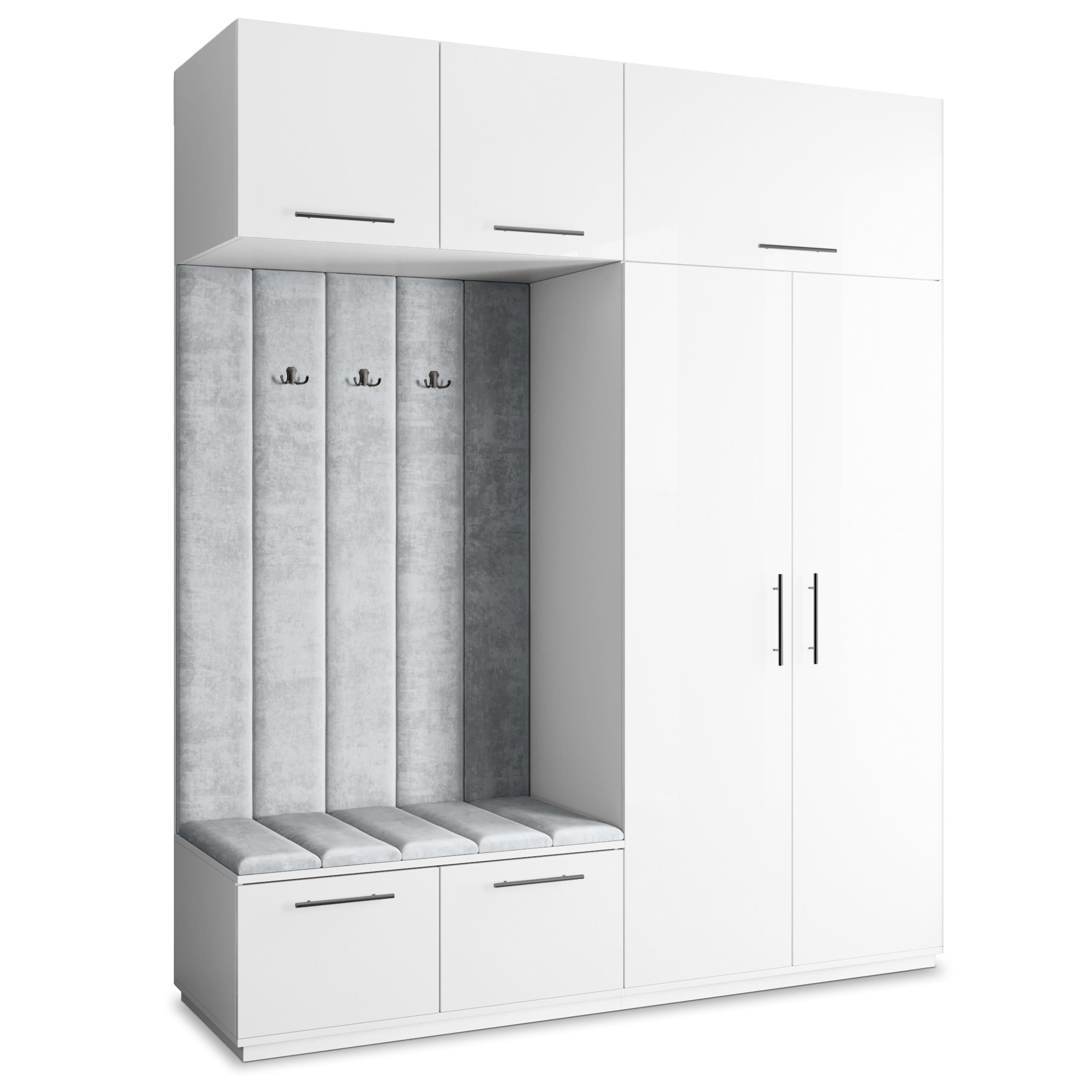 GARDEROBENSCHRANK REMA 200/240/60 cm Modern Weiß - Hellgrau/Weiß, Holzwerkstoff (200/240/60cm) - MASSENO