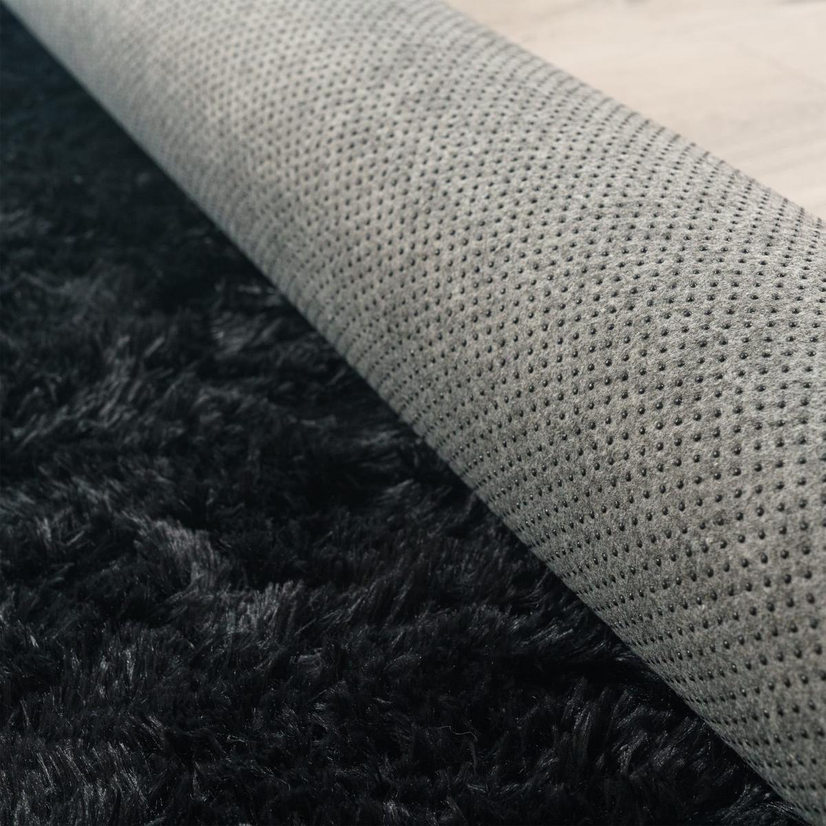 HOCHFLORTEPPICH, einfarbig, aus Polyester, Schwarz, 60 x 100 cm - Schwarz, Textil (60/100cm) - KADIMA DESIGN