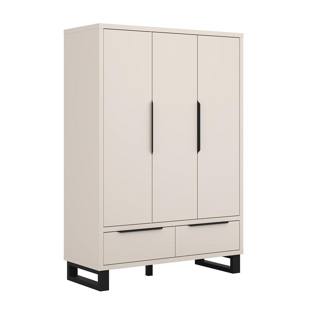 SCHRANK 3 Türen Eden Kaschmir - Beige, Holzwerkstoff (145/210.3/60cm) - Petits-meubles