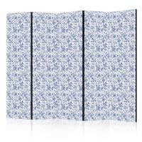 PARAVENT Akustik 5-tlg 225x172 cm Blaue Blumen - Blau, Holz/Textil (225/172/3cm) - Muralo