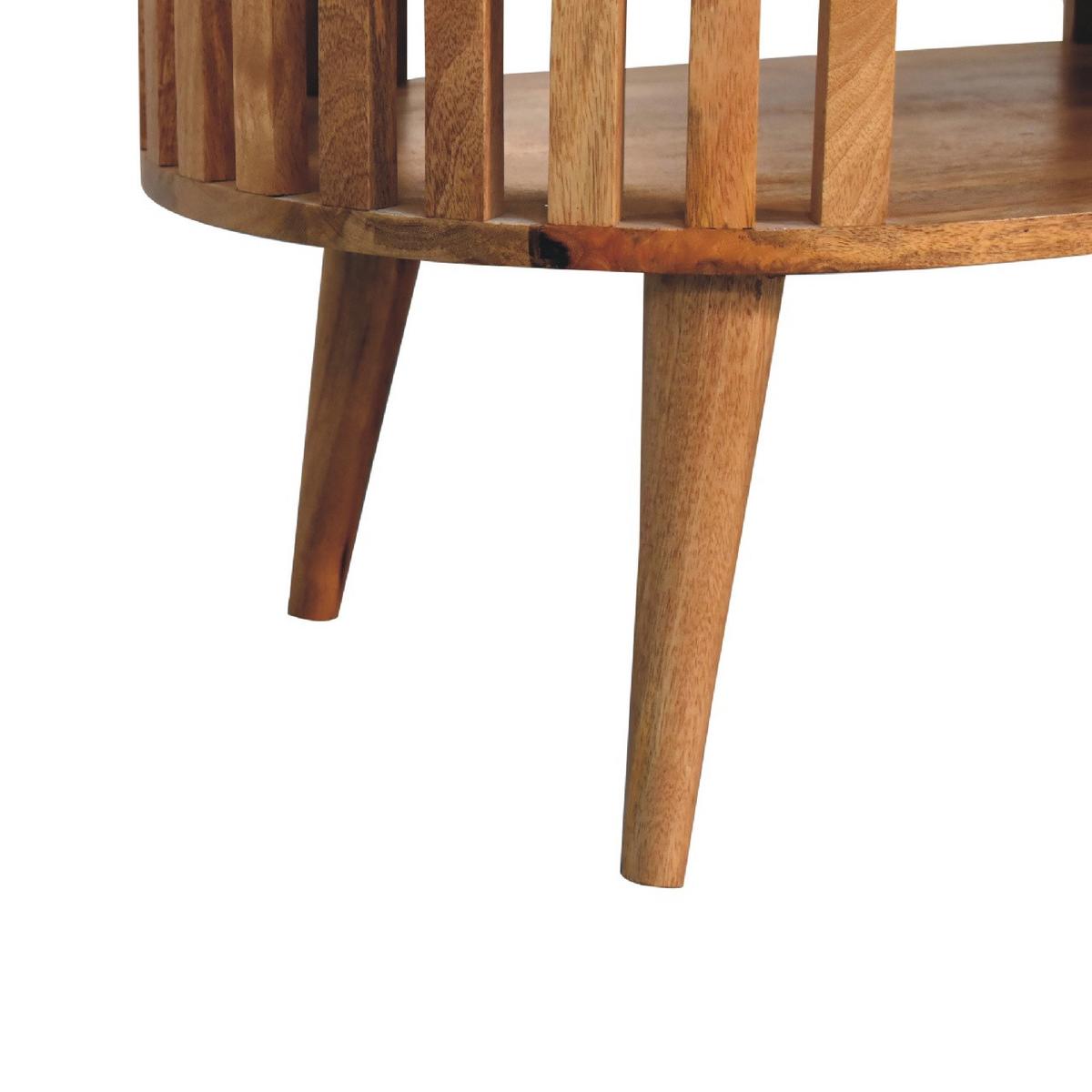 COUCHTISCH aus Massivholz, Offener Stauraum, Nordische Beine - Kastanienfarben/Messingfarben, Holz/Metall (50/80/50cm) - Artisan Furniture