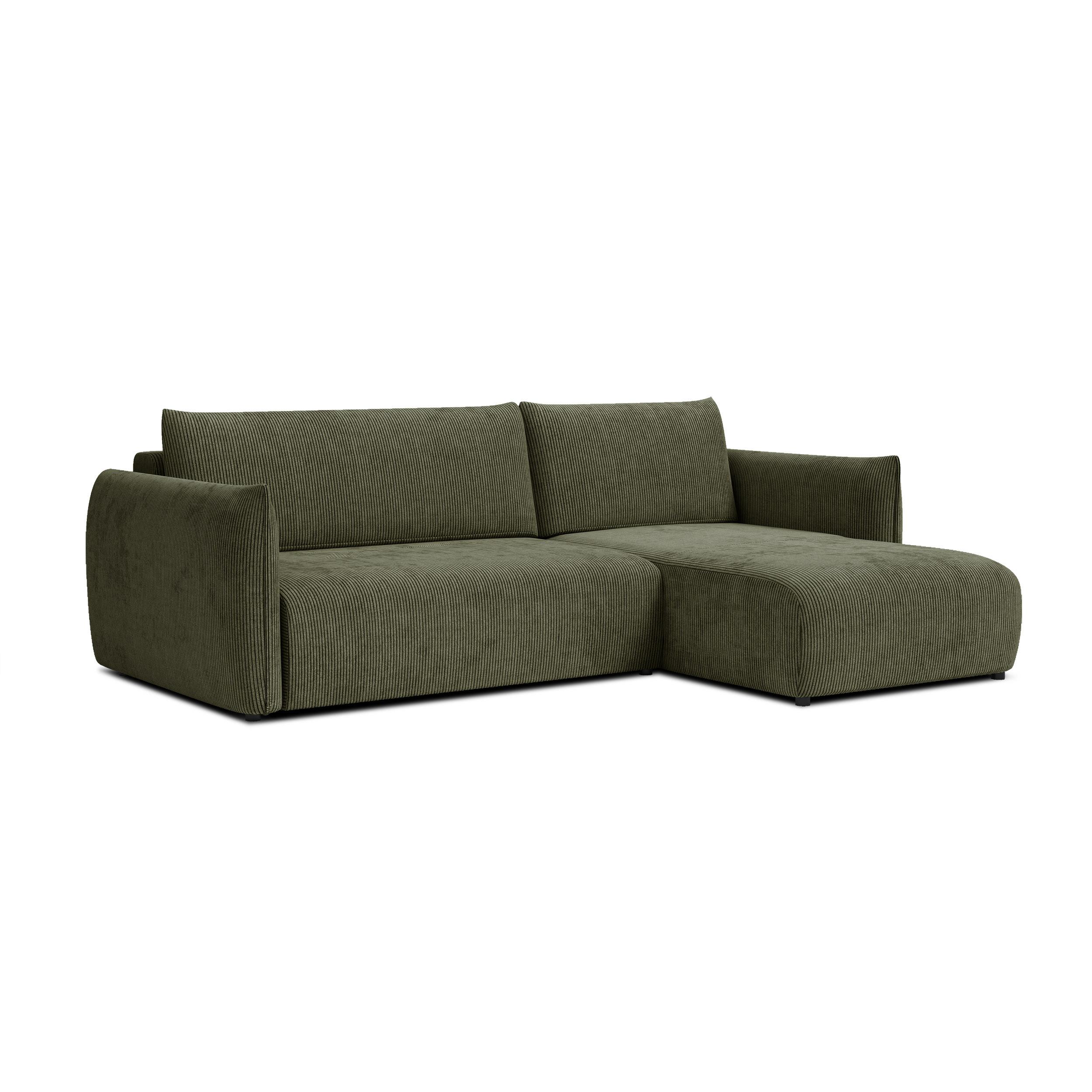 ECKSOFA TAUER 3-Sitzer links, olive - Schwarz/Grün, Holz/Textil (248/173cm) - Wozimo