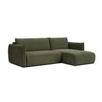 ECKSOFA TAUER 3-Sitzer links, olive - Schwarz/Grün, Holz/Textil (248/173cm) - Wozimo