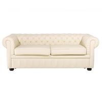 SOFA Leder Creme Chesterfield - Beige, Leder/Fell (195/70/75cm) - Beliani