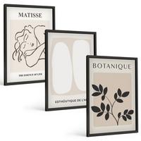 BILDER SET 3er Set - 40x60 cm Schwarzer Rahmen - Matisses stilvolle Pflanzenbilder - Schwarz, Kunststoff (40/60cm) - TULUP