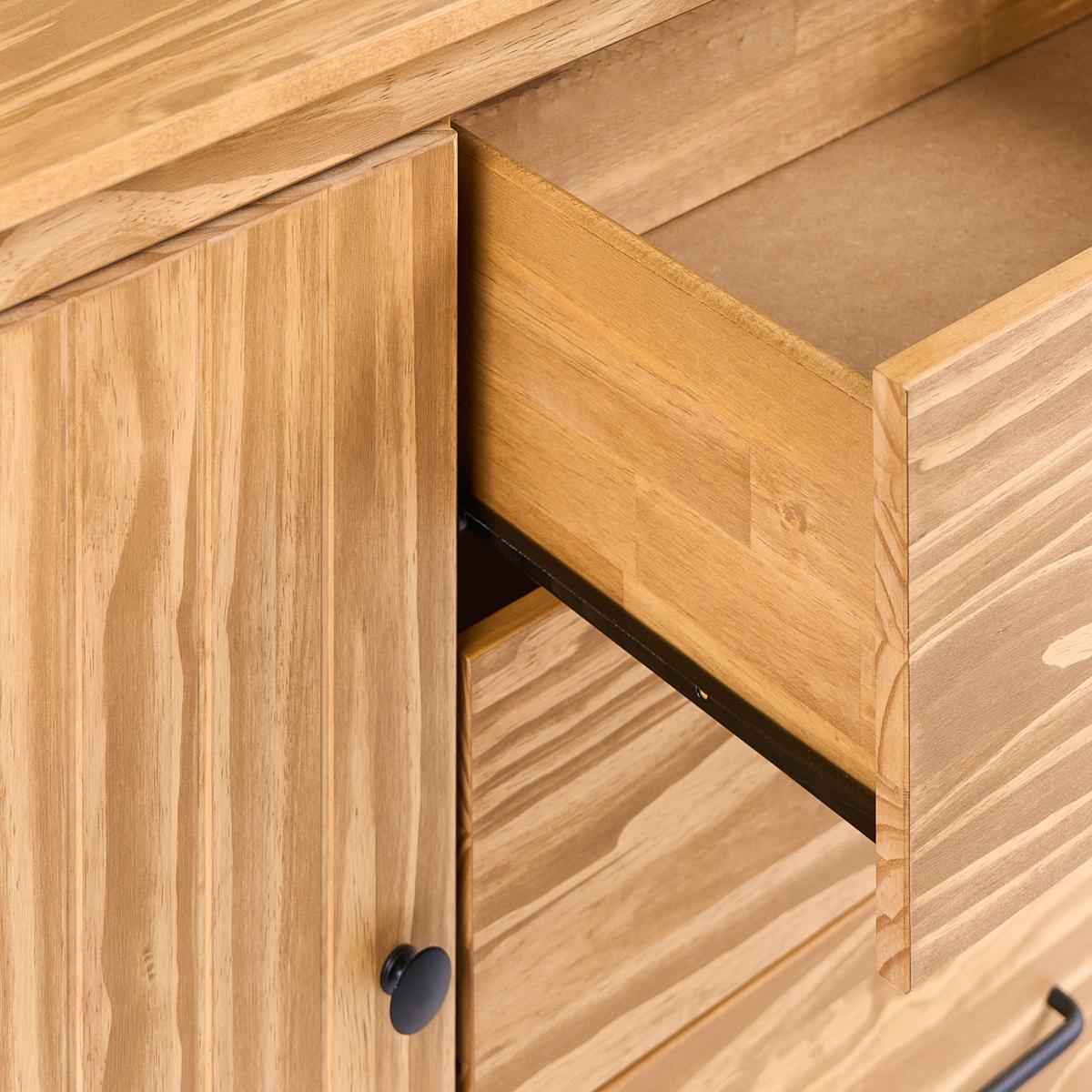 SIDEBOARD mit 3 Türen Kiefernholz Hellbraun Leonora - Hellbraun, Holz (190/80/40cm) - Beliani