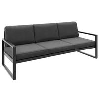 LOUNGESOFA Stella 3-Sitzer mit Metallrahmen, 216 cm, Dunkelgrau - Dunkelgrau, Metall (216/86/80cm) - Beautysofa