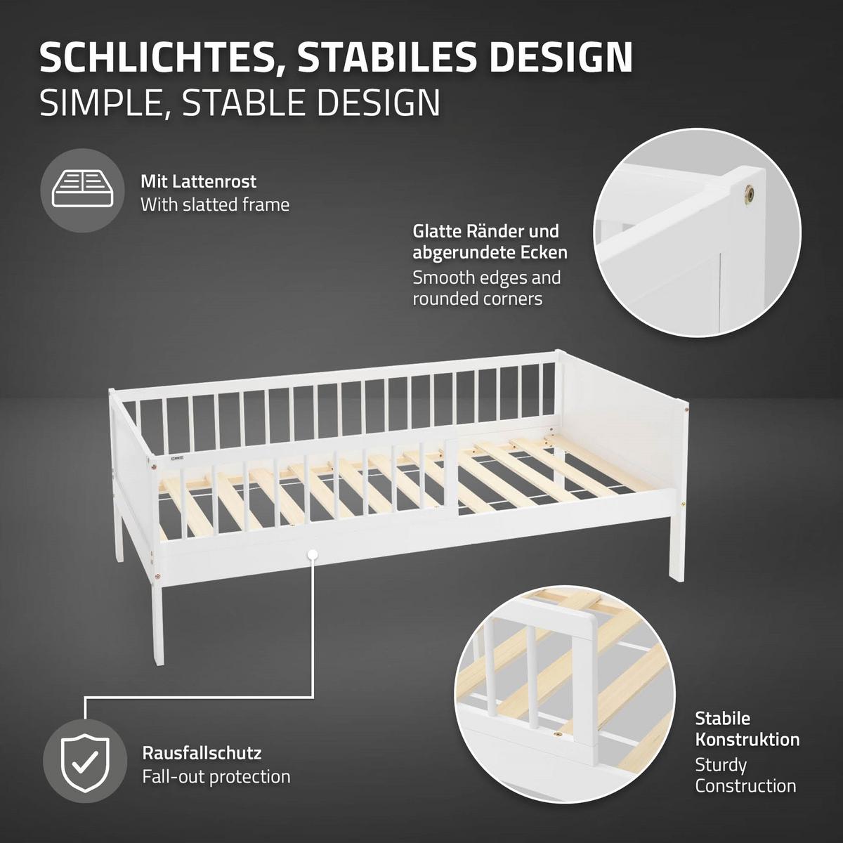 KINDERBETT 80x160 cm Weiß - Weiß, Holz (80/160cm) - ML-DESIGN