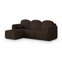 ECKSOFA SUVINO Braun Geflochtener Stoff mit Schlaffunktion - Dunkelbraun, Holz (230/143cm) - MASSENO